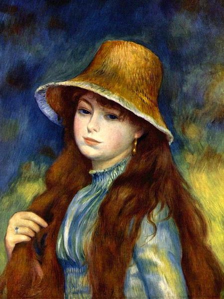 Auguste Renoir, Jeune fille au chapeau de paille : tableau ...