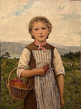 Albert Anker, La Mariette aux fraises - GRANDS PEINTRES / Anker
