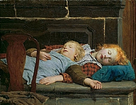 Albert Anker, Deux filles endormies - GRANDS PEINTRES / Anker