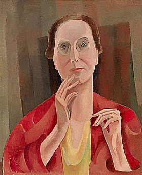 Alice Bailly, autoportrait chemise rouge - GRANDS PEINTRES / Bailly