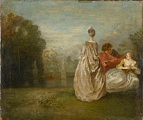 Jean Antoine Watteau, Deux cousines - GRANDS PEINTRES / Watteau