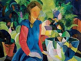 August Macke, fille en bleu au jardin - GRANDS PEINTRES / Macke