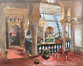 Arthur Frederick Bridgman, Interieur d'un palais à Alger - GRANDS PEINTRES / Bridgman