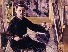 Gustave Caillebotte, Autoportrait au chevalet - GRANDS PEINTRES / Caillebotte