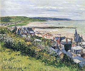 Gustave Caillebotte, Plage de Trouville vue de la corniche - GRANDS PEINTRES / Caillebotte