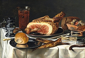 Pieter Claesz, Nature morte au jambon - GRANDS PEINTRES / Claesz
