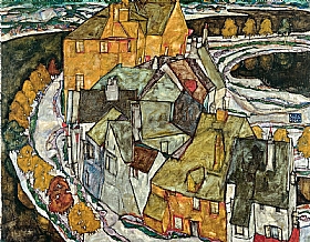 Egon Schiele, Krumau croissant de maisons - GRANDS PEINTRES / Schiele