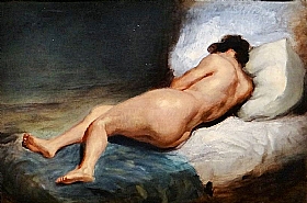 Eugne Delacroix, femme nue allonge de dos - GRANDS PEINTRES / Delacroix
