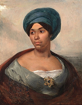 Eugne Delacroix, Femme au turban bleu - GRANDS PEINTRES / Delacroix