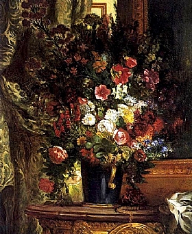 Eugne Delacroix, Vase de fleurs sur une console - GRANDS PEINTRES / Delacroix