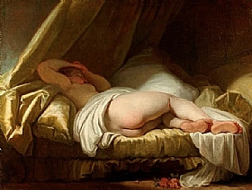 Jean-Honoré Fragonard, jeune femme dormant - GRANDS PEINTRES / Fragonard