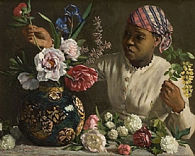 Frédéric Bazille, Femme au bouquet de pivoines - GRANDS PEINTRES / Bazille