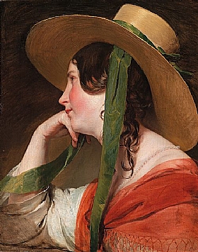 Friedrich von Amerling, Jeune fille au chapeau de paille - GRANDS PEINTRES / Von Amerling