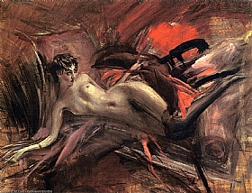 Giovanni Boldini, Femme nue aux bas foncs sur divan - GRANDS PEINTRES / Boldini