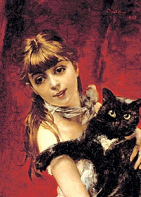 Giovanni Boldini, Jeune fille et son chat - GRANDS PEINTRES / Boldini