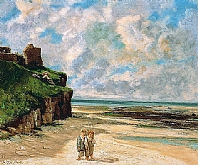 Gustave Courbet, Plage  Saint Aubin sur Mer - GRANDS PEINTRES / Courbet
