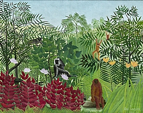 Henri Rousseau, Foret tropicale avec des singes - GRANDS PEINTRES / Rousseau