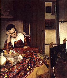Johannes Vermeer, Femme endormie sur une table - GRANDS PEINTRES / Vermeer