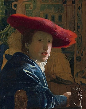 Johannes Vermeer, Femme au chapeau rouge - GRANDS PEINTRES / Vermeer