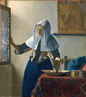 Johannes Vermeer, La Jeune Femme  l'aiguire - GRANDS PEINTRES / Vermeer