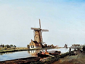 Johan Barthold Jongkind, Canal et moulin en Hollande - GRANDS PEINTRES / Jongkind