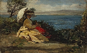 Jules Breton, Femme à l'ombrelle à Douarnenez - GRANDS PEINTRES / Breton