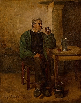 Jules Breton, Homme au repos au café - GRANDS PEINTRES / Breton