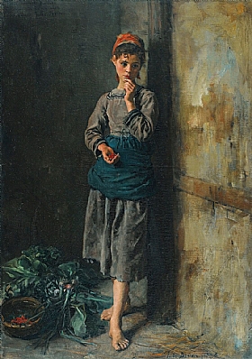 Jules Breton, Jeune fille mangeant des cerises - GRANDS PEINTRES / Breton