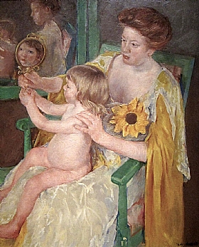 Mary Cassatt, Mre et enfant au miroir - GRANDS PEINTRES / Cassatt