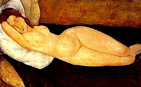 Modigliani, nu couch tete appuye - GRANDS PEINTRES / Modigliani