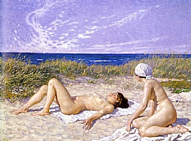 Paul Gustav Fischer, Bain de soleil sur la dune - GRANDS PEINTRES / Fischer