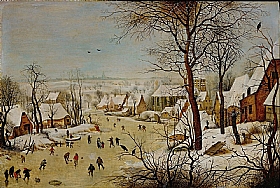 Pieter Bruegel dit l’Ancien, Paysage d'hiver avec piège à oiseaux - GRANDS PEINTRES / Bruegel