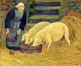 Paul Srusier, Bretonne avec cochons - GRANDS PEINTRES / Srusier