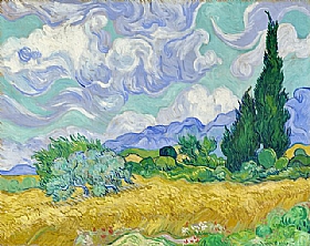 Vincent Van Gogh, Champ de bl avec cyprs (NG) - GRANDS PEINTRES / Van Gogh