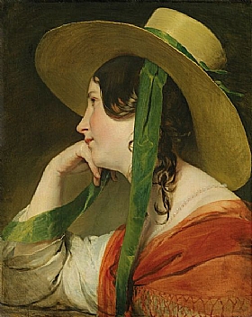 Friedrich von Amerling, Jeune fille au chapeau de paille - GRANDS PEINTRES / Von Amerling