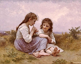 William-Adolphe Bouguereau, Une idylle de l'Enfance - GRANDS PEINTRES / Bouguereau