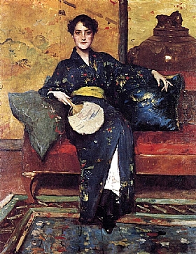 William Merritt Chase, Le kimono bleu - GRANDS PEINTRES / Chase