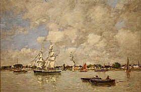 Eugne Boudin, Bateaux au port de Bordeaux - GRANDS PEINTRES / Boudin